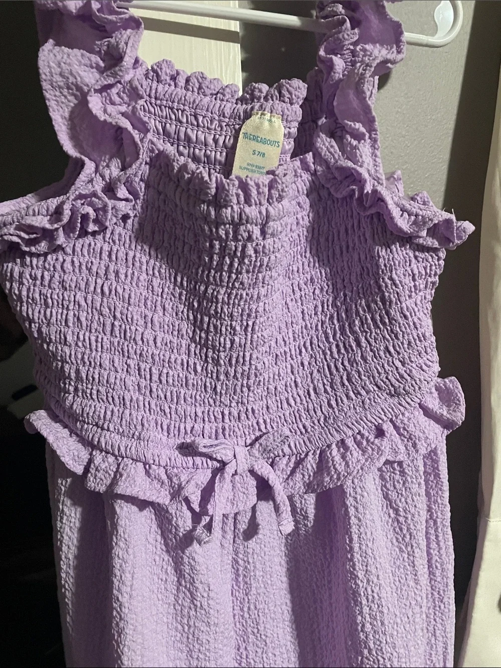 Smocked Ruffle-Strap Lilac Maxi Jumpsuit